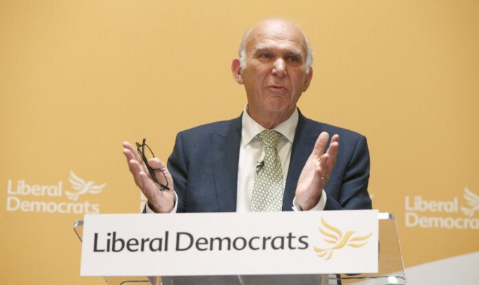 Vince Cable speaks after being named as the new leader of Britains Liberal Democrat Party in London