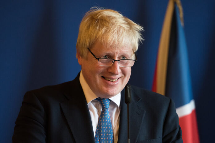 Boris Johnson, Secretary of State for Foreign and Commonwealth Affairs in press conference at french foreign Ministry after a work diner with Jean-Marc Ayrault.